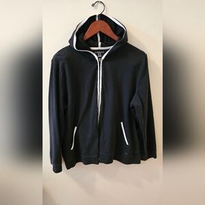 Liz Claiborne Black Zip-Up Sweater with White Accents